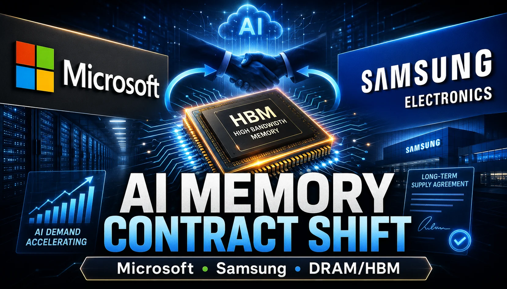 AI data center memory chips illustrating long-term supply contracts between Big Tech and memory makers